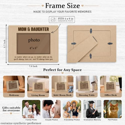 Mother Daughter Picture Frame 4x6, Mom and Daughter Wooden Farmhouse Photo Frame for Tabletop Display, Mother's Day Birthday Christmas Gift for Mom from Daughters - color: color12