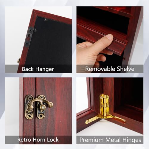 18x24 Wooden Shadow Box Frame with Removable Shelves Deep Display Case for Military Medals Keepsakes Cherry - color: Cherry, size: 18x24