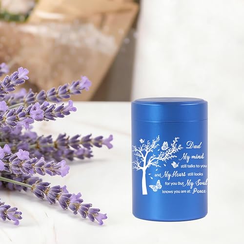 3 Inch Small Urn for Human Ashes Aluminum Mini Cremation Small Keepsake Urn for Sharing Ashes Mini Urn-Dad Blue - size: Blue-Dad