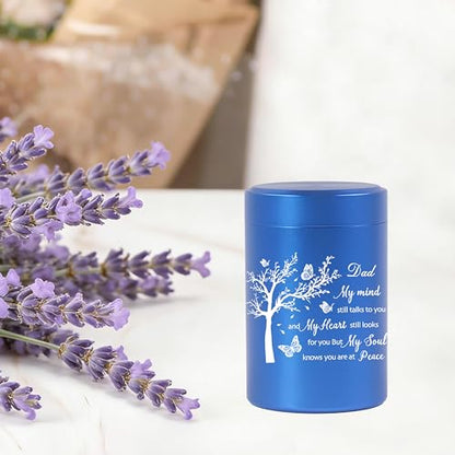 3 Inch Small Urn for Human Ashes Aluminum Mini Cremation Small Keepsake Urn for Sharing Ashes Mini Urn-Dad Blue - size: Blue-Dad