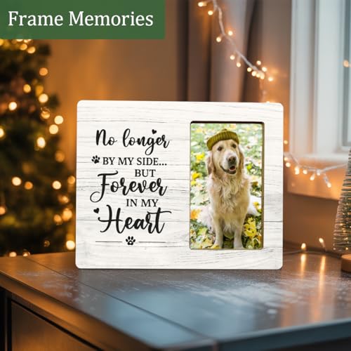 Dog Memorial Gifts Wooden Picture Frame, Loss of Dog Gifts Picture Frames, No longer by My Side Forever in My Heart - color: Paw