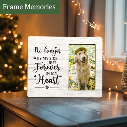 Dog Memorial Gifts Wooden Picture Frame, Loss of Dog Gifts Picture Frames, No longer by My Side Forever in My Heart - color: Paw
