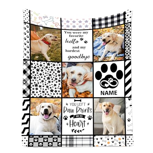 Ship Next Day, Personalized Pet Memorial Gifts, Custom Dog Blanket with Pictures Name, Customized Pet Memorial Photo Blanket, Loss of Pet Sympathy Gift, Dog Passing Away Bereavement Gifts - color: Dog Blanket 3