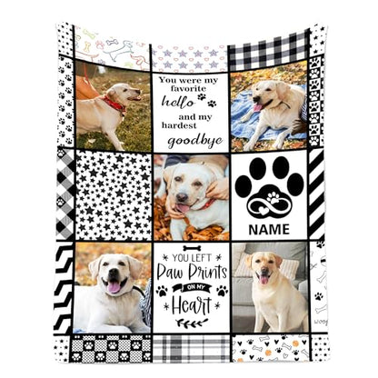 Ship Next Day, Personalized Pet Memorial Gifts, Custom Dog Blanket with Pictures Name, Customized Pet Memorial Photo Blanket, Loss of Pet Sympathy Gift, Dog Passing Away Bereavement Gifts - color: Dog Blanket 3