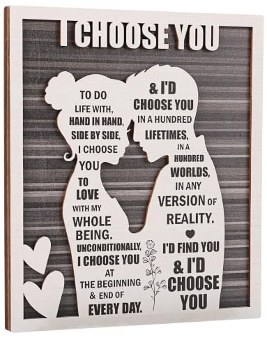 I Choose You Wood Sign Desk,Romantic Valentines Day Gifts for Him Her | Wedding Day Anniversary, Christmas Ideal for Husband Wife Boyfriend Girlfriend Couples & Newlyweds - style: I Choose You