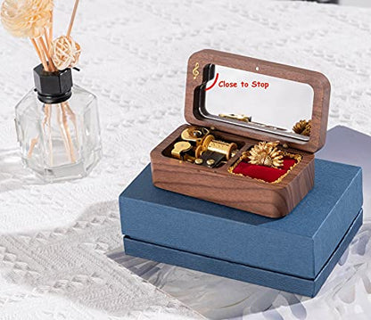 BELLA GLOBE You Are My Sunshine Music Box with You Are My Sunshine Sunflower Necklace Gift for Women Mom Grandma Daughter Sunflower Pendant Necklace in Wind Up Wood Jewelry Music Box - color: Music Box with Necklace
