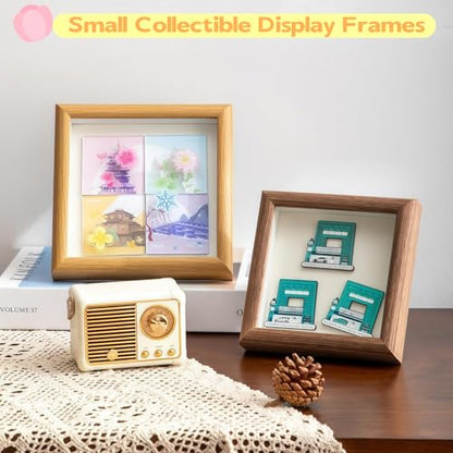 4x4 Shadow Box Picture Frame Real Glass Front , Small Shadow Box Frame Display Mini Memories, 3D Keepsakes, Badges, Medals, Tickets, Photos Collectibles & Art - Perfect for Wall or Tabletop Decor