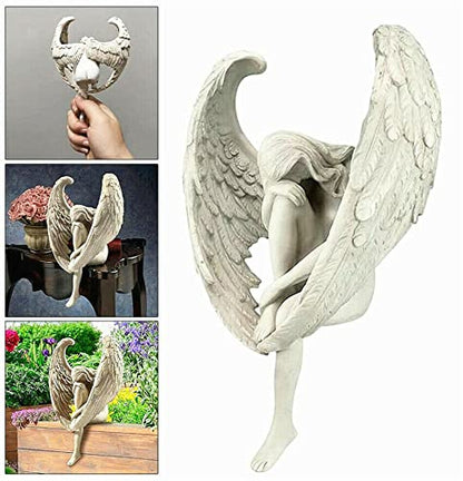 EatingBiting 5.9" Outdoor Redemption Angel Statues Fairy Statue Yard Garden Decoration Indoor Resin Craft Art Decor Home Sculpture Souvenir Party Accessorie Religious Garden Polyresin Antique Stone