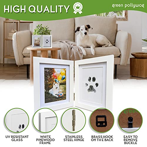 Green Pollywog Paw Print Hinged Photo Frame with Ink Pad Kit - size: Hinged Paw Print Kit