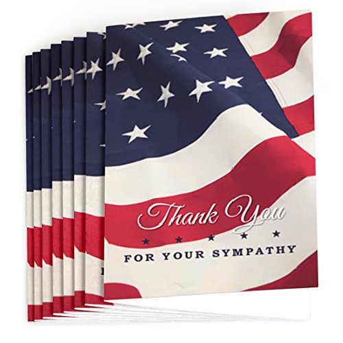 Big Dot of Happiness American Flag - Sympathy Thank You Note Cards (8 count)