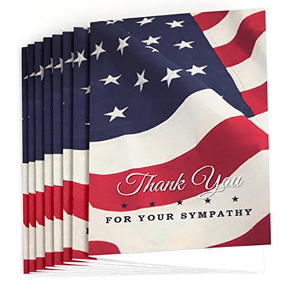 Big Dot of Happiness American Flag - Sympathy Thank You Note Cards (8 count)