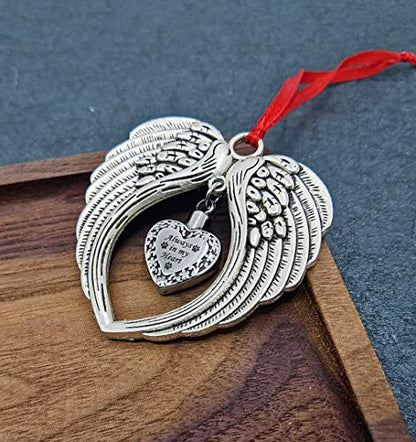 Memorial Gifts, Remembrance Sympathy Gifts for Loss of Loved One Silver Angel Wings Christmas Ornament, Your Wings were Ready But My Heart was Not Decoration