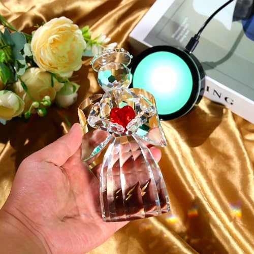 Ornalrist Crystal Healing Angel Figurines with Multicolor LED Light | Healing, Express Sympathy, Comfort and Remembrance, 5.9', Gift Boxed - color: Heart