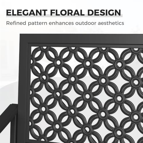 Grand patio 50" Outdoor Bench, Garden Bench with Armrests, Black | Anti-Rust Metal Powder Coated Frame, Patio Bench for Front Porch Park Outside Furniture - color: Black
