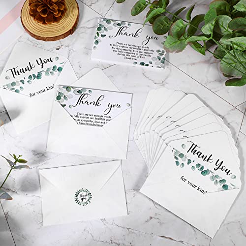 Marspark 25 Pack Funeral Thank You Cards Sympathy Envelopes, Leaves | Bereavement Message Memorial Postcards with Stickers, for Loved Ones Family Friends, Celebration of Life - style: Leaves