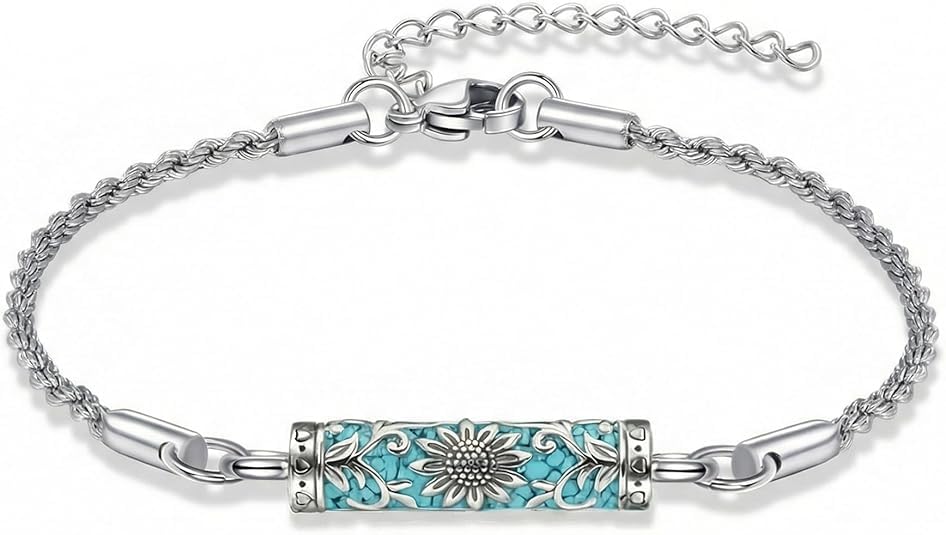 Urn Bracelet for Ashes Tree of Life/Turquoise/Sunflower Cremation Bracelet for Women