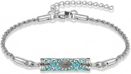 Urn Bracelet for Ashes Tree of Life/Turquoise/Sunflower Cremation Bracelet for Women