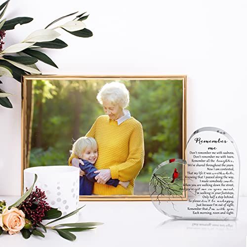 Yookeer Sympathy Gift Acrylic Heart Shape Memorial Bereavement Gifts for Loss of Loved One Red Cardinal Remembrance Condolence Funeral Grief Keepsake for Mom Dad Grandma Friend(Bird Style) - style: Bird Style