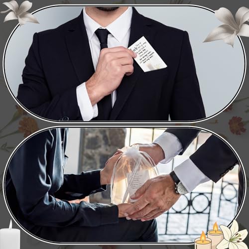 Yeaqee 150pcs/50set Funeral Favor Pen Poem Card for Guests, White, Elegant - color: White, style: Elegant