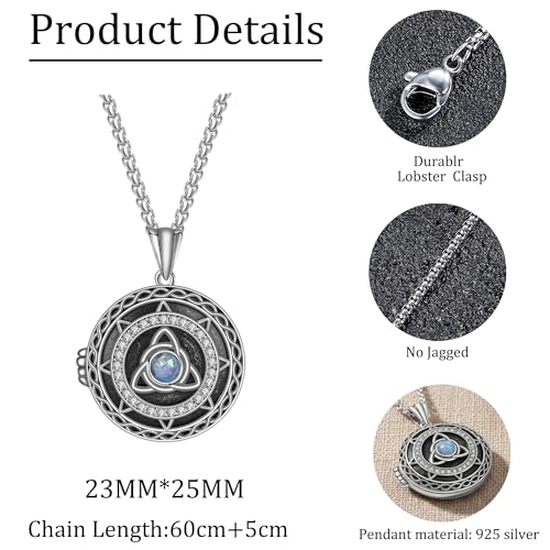 925 Sterling Silver Pictures Locket Necklace for Women Men - color: Black plated 2