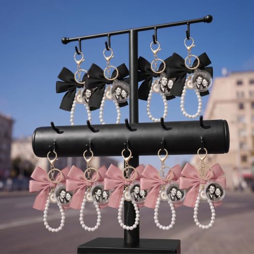 12 Pack Braid/Bow/Pearl Photo Frame Keychain Bulk | Braid/Bow/Pearl Keychain Bulk, Blank Photo Frame Keychain, DIY Charms Gift, Wedding Bridal Party Favor - style: Bow