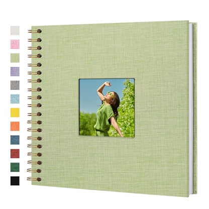Scrapbook Photo Album, Linen Covered, 10x10 Inches, 20 Sheets/40 Pages | Hardcover Kraft White Pages, Wedding Guest Book, Travel Memory Book, Christmas, Baby Shower Keepsake, Family Album - color: GrassGreen, size: 10x10 Inch 40 Pages