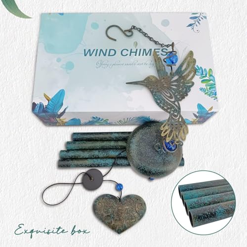 ASTARIN Hummingbird Wind Chimes Outside | Unique Hummingbird Gifts All Metal Wind Chimes for Love One Gifts for Mom, Grandma, Daughter, Garden, Patio, Backyard.(29”) - size: 29" Hummingbird