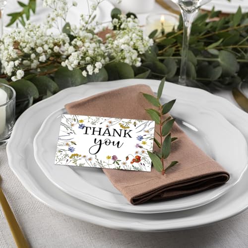 Marspark 25 Pack Sympathy Thank You Cards for Funeral with Envelopes Sticker and Message Memorial Bereavement Postcards for Loved Ones Family Friends Celebration of Life(Wildflower) - style: Wildflower
