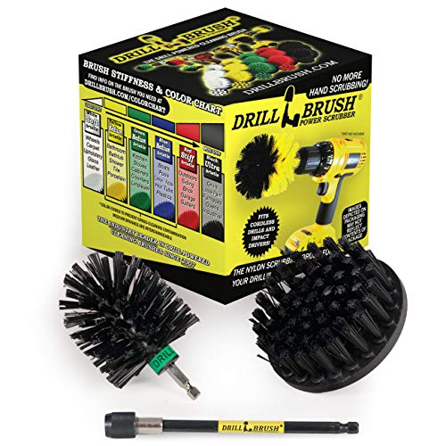 Cordless Electric Spin Scrubber for BBQ Cleaning, Fireplace Grates & More | Household Supplies: Grill Brush Drill Set Power Scrubber Kit - Rust Remover - No-Wire Design Included in Cleaning Tools Set - color: Black