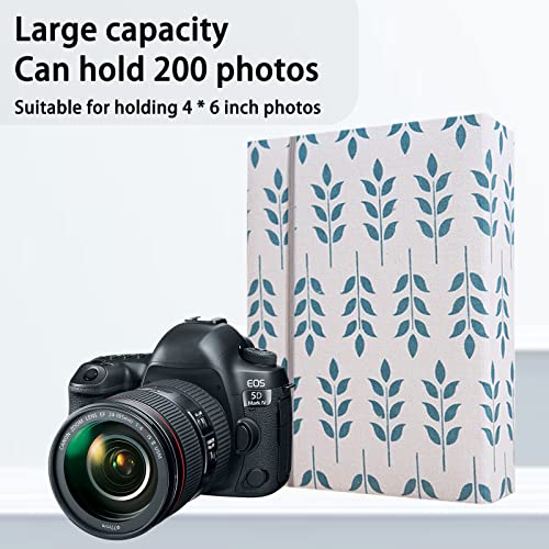 Photo Album 4x6 200 Photos Linen Cover Picture Photo Book for Family Wedding Anniversary Baby Vacation (200 Photos (4x6), Green Leaves) - color: Green Leaves, size: 200 Photos (4x6)