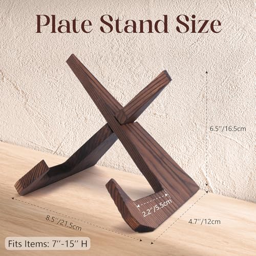 XKDOUS 6.5 Inch Plate Stand for Display Wood Picture Frame Cookbook Holders - color: Rustic, size: 6.5'' 1 Pack