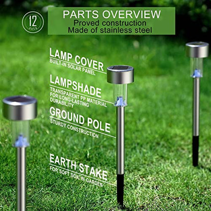 Solar Lights Outdoor Waterproof, Solar Garden Lights, Warm White, 12Pack - color: Warm White, size: 12 Pack