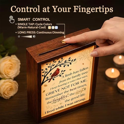 Sympathy Gifts for Loss of Loved One, LED Wood Memorial Shadow Box, 3 Lighting Modes, Bereavement Condolences Remembrance Gifts, 7.4''x5.5''x2.1'' - color: A Limb