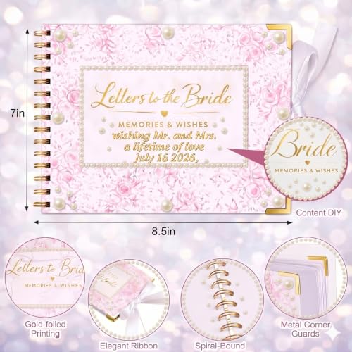 Letters to the Bride Scrapbook Kit, Bridal Shower Guest Book Alternative - color: pink