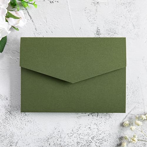 20Pcs 5.12x7.09 inch Tri-fold Wedding Invitation Cards for Quinceanera Bridal Shower Baby Shower Party Invite (Olive Green) - color: Olive Green