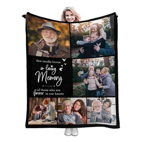 Customize Memory Blankets Funeral Throws for for Loss Loved Ones Forever in Heart Six Photos Custom Memory Blanket Customized Memorial Blankets with Pictures - color: Color 11