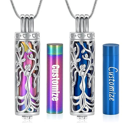Yinplsmemory Tree of Life Cremation Jewelry Urn Necklace for Women - color: Customize
