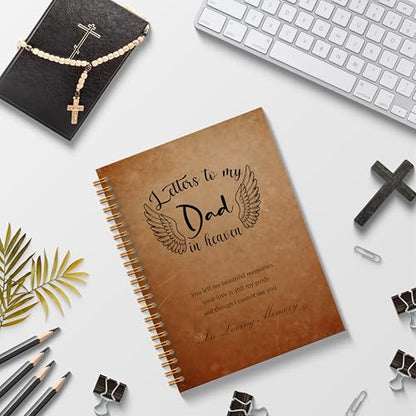 Letters to Heaven Notebook Journal 5.5x8.3, Memorial Gifts for Loss of Dad, Remembrance Bereavement Gifts Spiral Hardcover Notebook, Bereavement Gift for Loss of Father, Grief Journal - color: Letters to Dad in Heaven