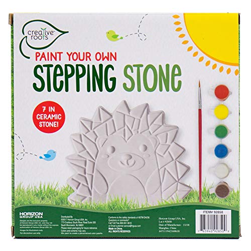 Creative Roots Mosaic Hedgehog Stepping Stone, Includes 7-Inch Ceramic Stone & 6 Vibrant Paints, DIY Garden Stepping Stone Kit for Kids Ages 6+ - style: Hedgehog