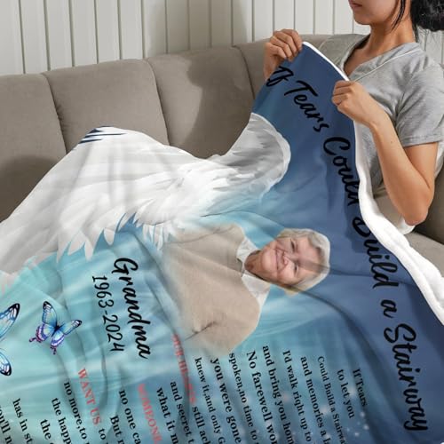 Custom Memorial Blanket with Picture Personalized Sympathy Remembrance Condolences Bereavement Gifts Sympathy Gifts for Loss of Loved One Mother Dad Grandma Grandpa Sister Daughter Friend - color: Design8