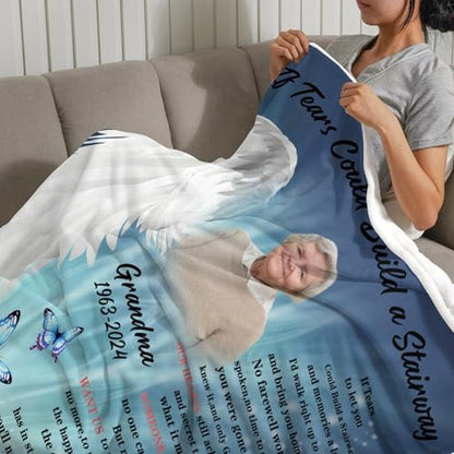Custom Memorial Blanket with Picture Personalized Sympathy Remembrance Condolences Bereavement Gifts Sympathy Gifts for Loss of Loved One Mother Dad Grandma Grandpa Sister Daughter Friend - color: Design8