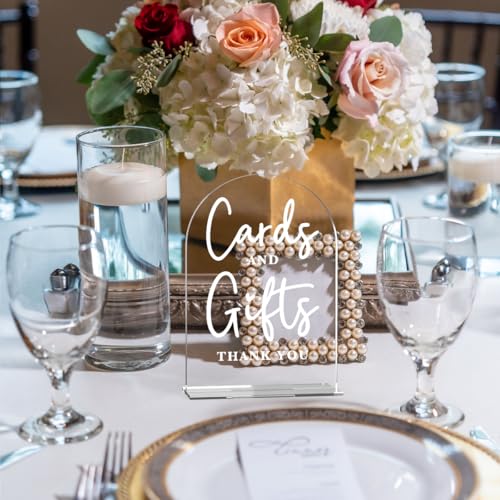 Acrylic Wedding Sign Cards and Gifts Sign for Wedding Wedding Signs for Ceremony Modern Calligraphy Arch Acrylic Table Top Sign for Wedding Reception and Event Party Table - color: Cards and Gifts