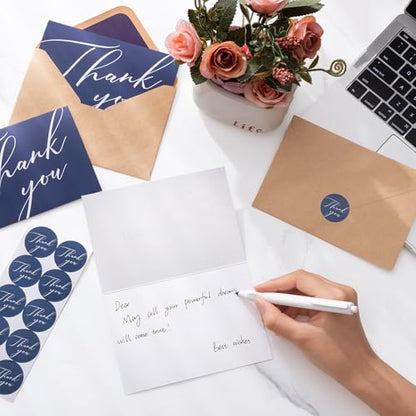 50 Pack Thank You Cards with Envelopes, 4x6 Inch Thank You Card Bulk - style: Simple Dark Blue