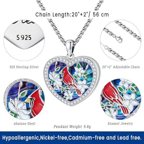 Picture Locket Necklace for Women Men Rose 14K Real Gold 925 Sterling Silver Jewelry Heart Locket Necklace that Holds Pictures Tree of Life Viking Wolf Celtic Knot St Christopher St Michael Pendant - color: H-Heart Locket-cardinal-6