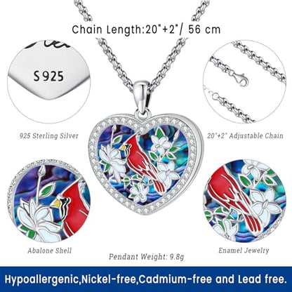 Picture Locket Necklace for Women Men Rose 14K Real Gold 925 Sterling Silver Jewelry Heart Locket Necklace that Holds Pictures Tree of Life Viking Wolf Celtic Knot St Christopher St Michael Pendant - color: H-Heart Locket-cardinal-6