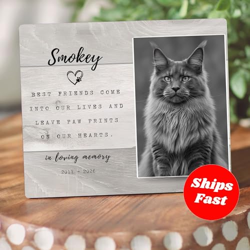Cat Memorial Gift – Personalized Pet Photo Frame, Custom Cat Loss Keepsake, Cat Remembrance Plaque, Pet Sympathy Gift for Cat Lovers (B) - style: B