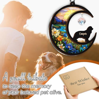 Personalized Dog Memorial Gift Suncatcher, Engraved Pet Memorial Ornament, Pet Sympathy Keychain, Loss of Animal Card, Rainbow Bridge Dog Loss Gift, Bereavement Suncatcher Window Hanging - color: 00. Custom #0