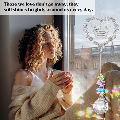 Sympathy Gift for Loss of Loved Ones, Grief Memorial Suncatcher Ornament | Miscarriage Gifts for Mothers, Bereavement Crystal Ornament with Card, Sorry for Loss of Dad Mom Gift, Heart Shaped Design - style: Sympathy Gift
