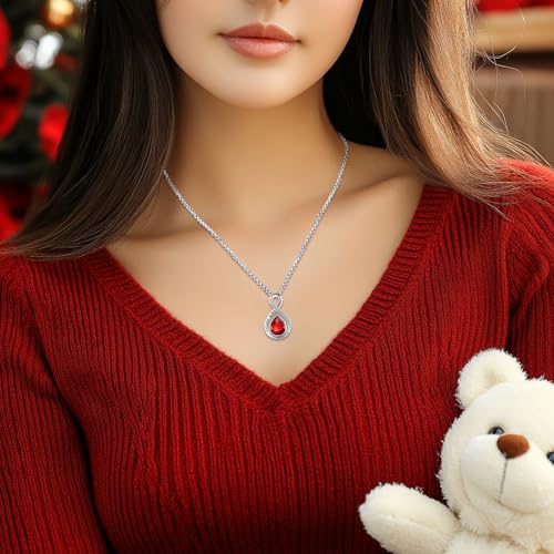 Eusense Cremation Jewelry for Ashes Urn Necklace to Put Ashes In 925 Sterling Silver Memorial Pendant Tree of Life Infinity Urn Necklaces for Ashes Necklace for Women Men - style: F-Infinity Urn-01-Jan.-Garnet