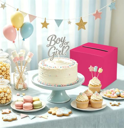 SietDESEO Hot Pink Card Box with Slot Money Gift Card Box Holder for Party Wedding Reception Birthday Graduation Bridal Shower Baby Shower Diaper Raffle Box - color: HOT PINK CARD BOX, size: 7.8 X 7.8 X 7.8 INCH